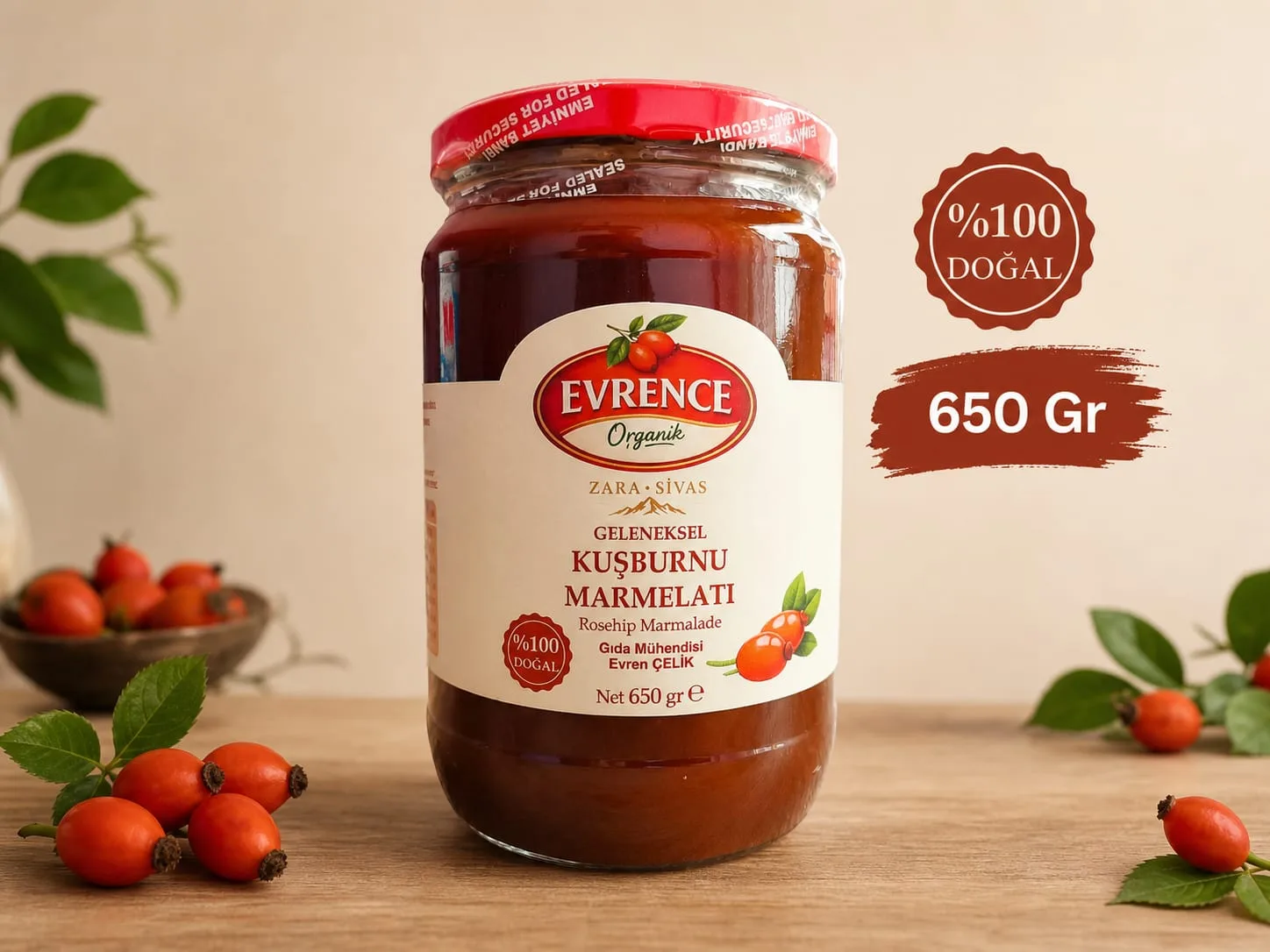 Kuşburnu Marmelatı 650 gr — Sivas Zara Kösedağ doğal ürünü